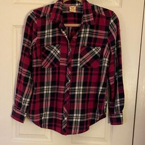 Faded Glory Red and Black Plaid Shirt
